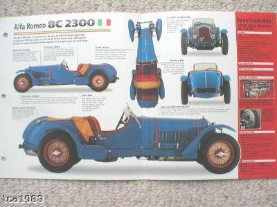 1931 / 1932 / 1933 / 1934 alfa romeo 8c 8-c 2300 imp brochure