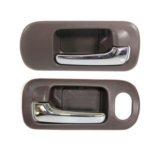 New interior inside chrome taupe door handle pair set auto body fits honda civic