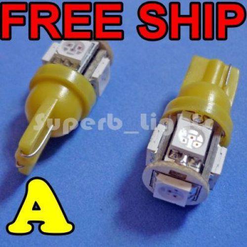 2x 194 t10  5-smd amber high power led car lights bulb