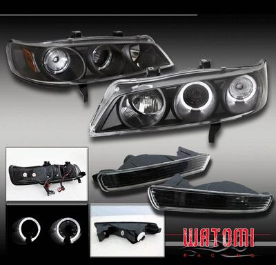 96 97 honda accord halo projector head light+bumper blk