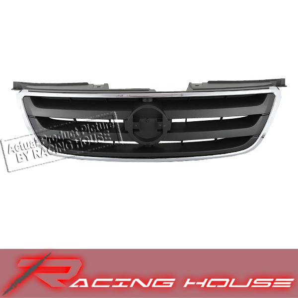 02-04 nissan altima chrome frame gray insert front grille grill replacement