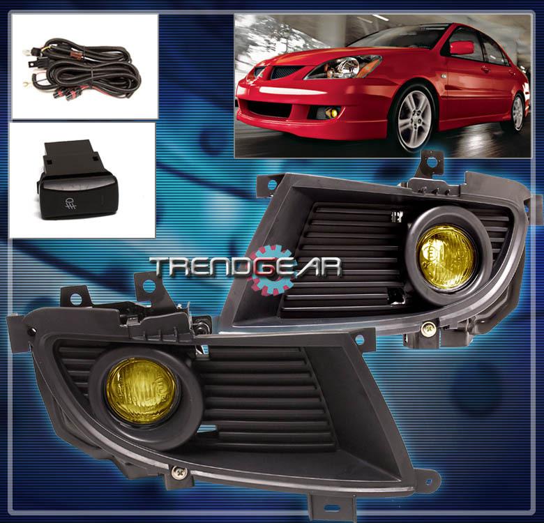 04 05 lancer es ls jdm bumper driving yellow fog lights lamp+oem switch+bulb kit