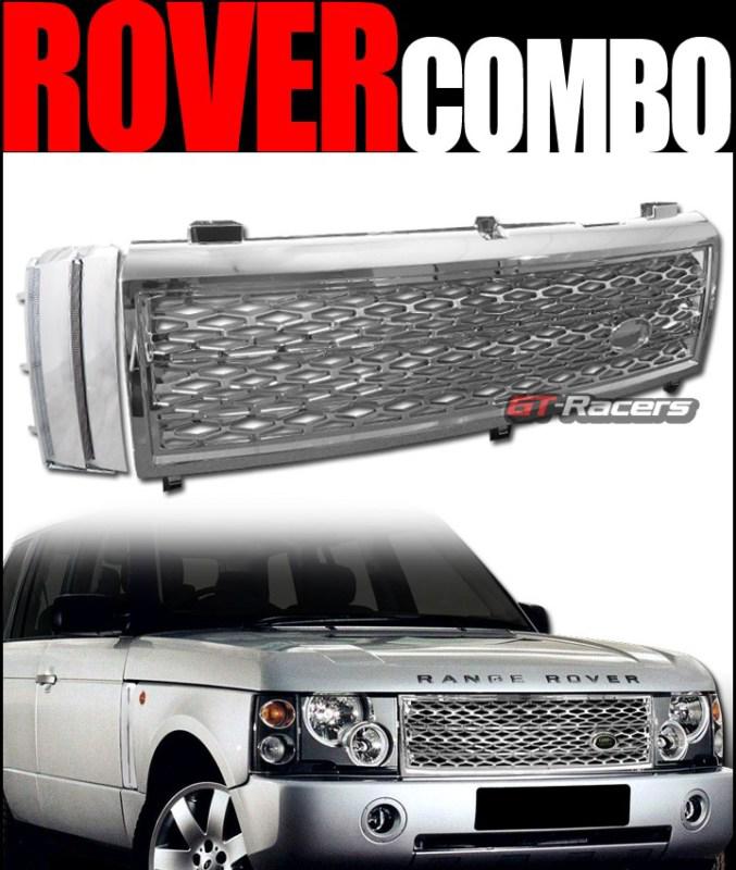 Chrome mesh front hood grill grille w/side fender vent v2 2003-2005 range rover