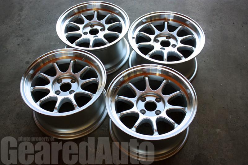 Miro 1397 15"x8" +25 4x100 silver w/ polished lip miata corolla civic ae86 318is