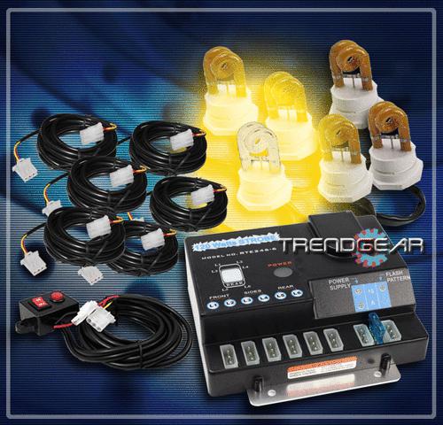 120w 6x20w amber flash strobe lights bulbs control ems emergency police fire suv