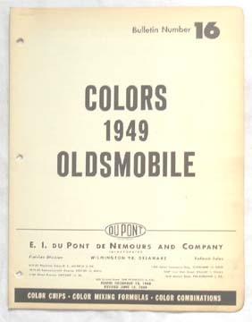 1949 oldsmobile dupont   color paint chip chart all models original 