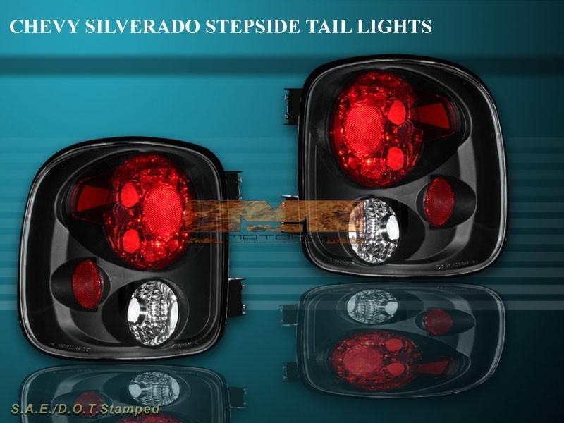 1999-2004 sierra silverado tail lights stepside black 