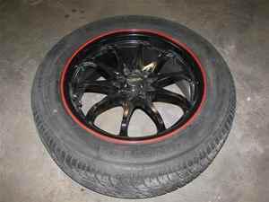 Kyowa racing 18" black & red lip wheel w/ tire used lkq