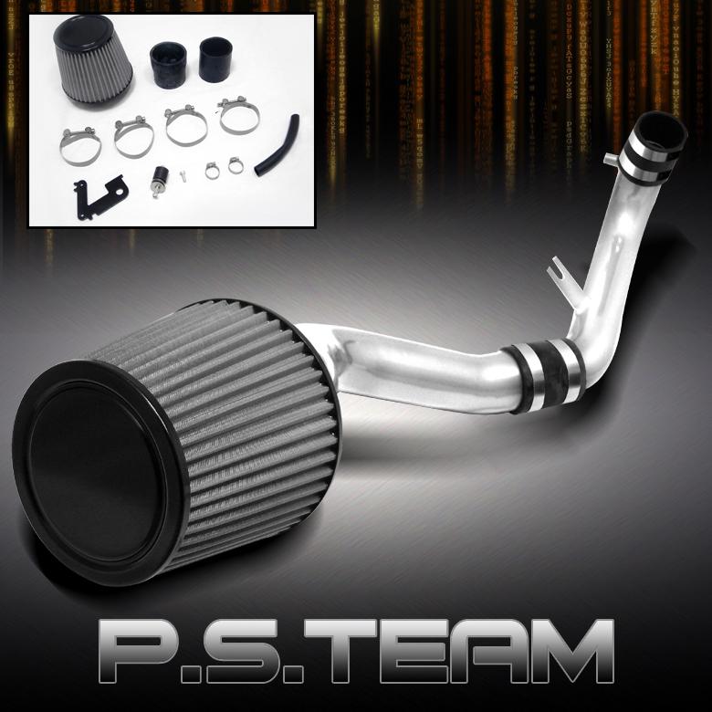 01-05 civic ex polished aluminum cold air intake+stainless washable mesh filter