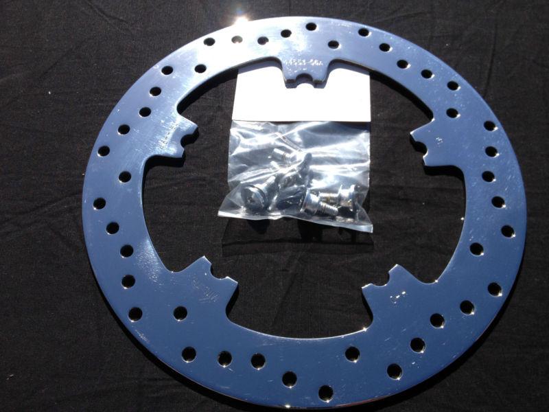 Polished harley dyna,touring,vrod front brake rotor & bolts 2006-13