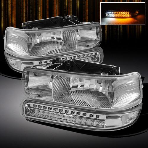 99-06 silverado tahoe suburban euro headlights +full led bumper signal set pair