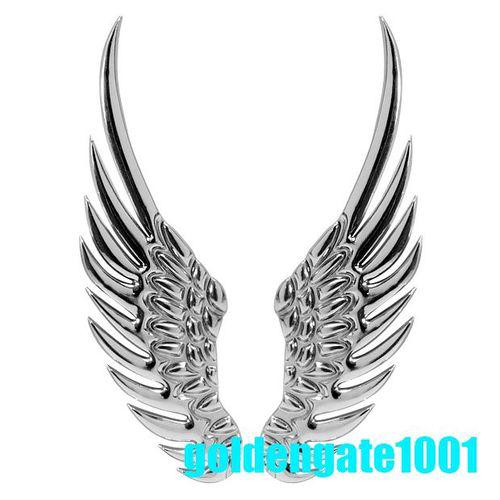For car trunk indicator front rear logo mark sticker silver angle wings 