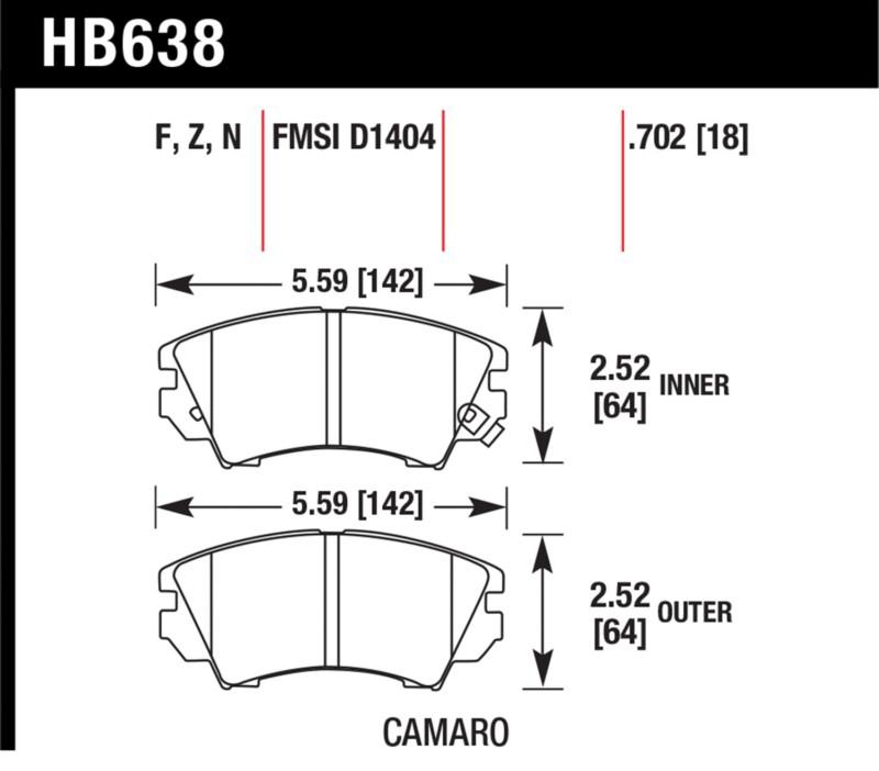 Hawk performance hb638f.702 disc brake pad 10-12 camaro caprice