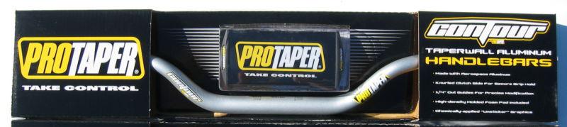 Pro taper contour fat bar 1-1/8" handlebar pastrana mx rm low lo bend silver new