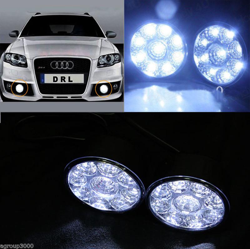 1 pair 12v 24v 9led daytime running light offroad head light drl jeep truck suv 