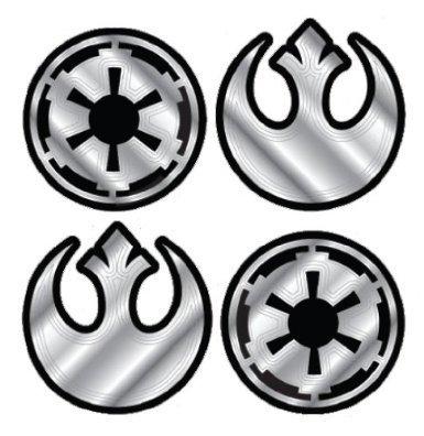 4pc decal sticker - star wars - galactic empire & alliance badges