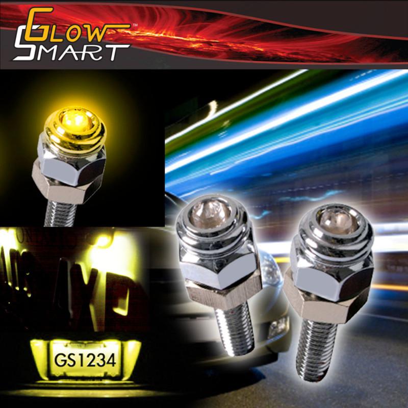 Led license plate screw bolts light - yellow