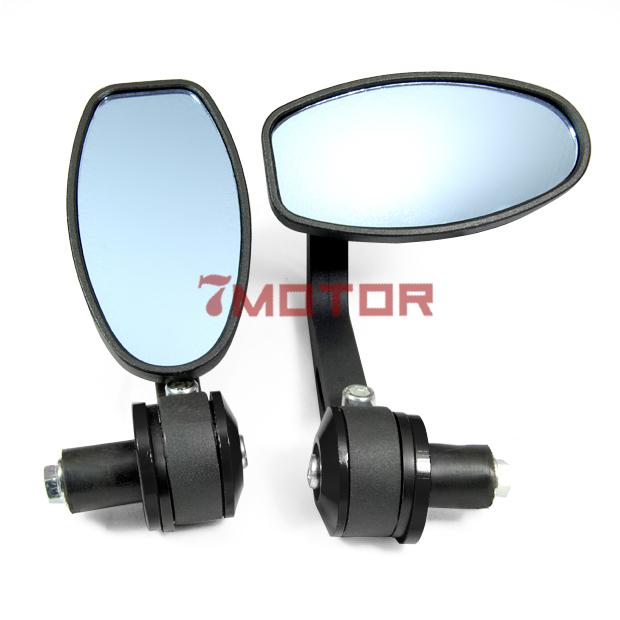 1 pair black motorcycle reversible bar end rear side mirror 7/8'' universal fit