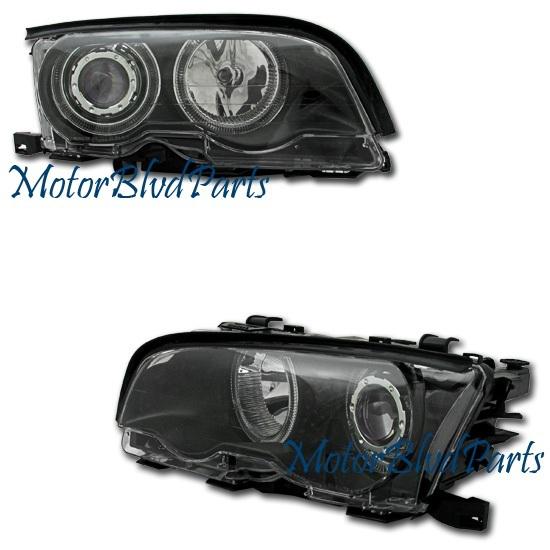 99-01 e46 4d black projector headlights headlamps pair