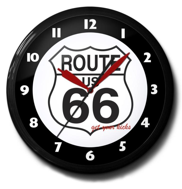 Route us 66 retro 20" neon wall clock  vintage car hot rod garage new