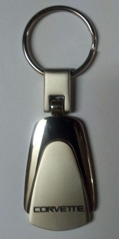 Corvette silver color teardrop metal keychain