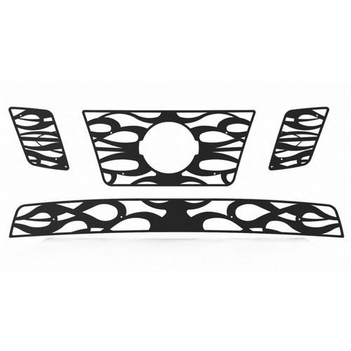 Nissan frontier 12-13 horizontal flame black powdercoat aftermarket grill insert