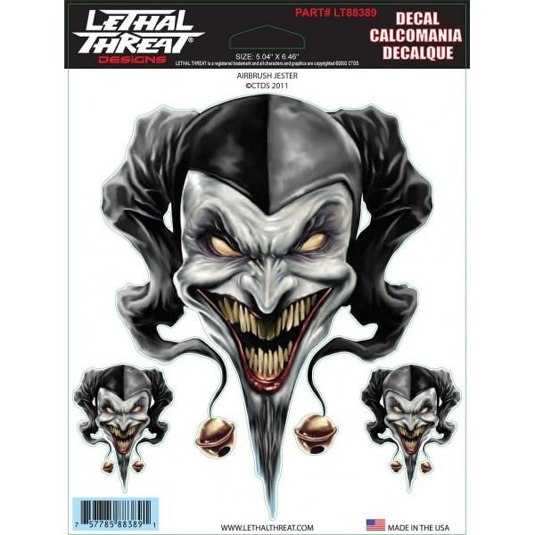 Airbrush jester sticker for harley davidson windshield lethal threat decal 