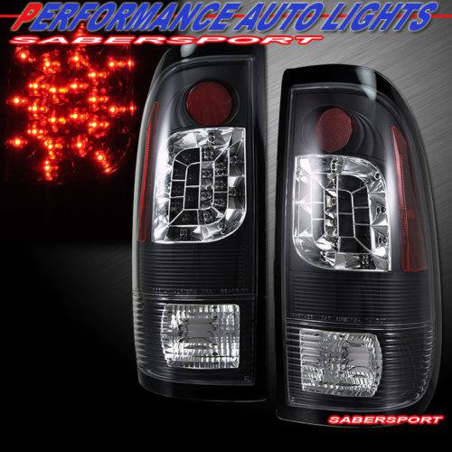 97-03 ford f150 / 99-07 f250 f350 superduty "l.e.d." tail lights led black pair