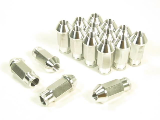 Blackworks forged extended open ended wheel tuner lug nuts silver 12x1.5mm 16pcs