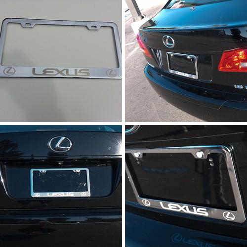 New chrome silver brush aluminum style lexus license plate frame laser engrave