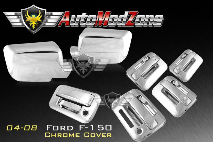 04-08 ford f-150 5dr chrome door handle+tailgate+mirror cover combo w/ keypad