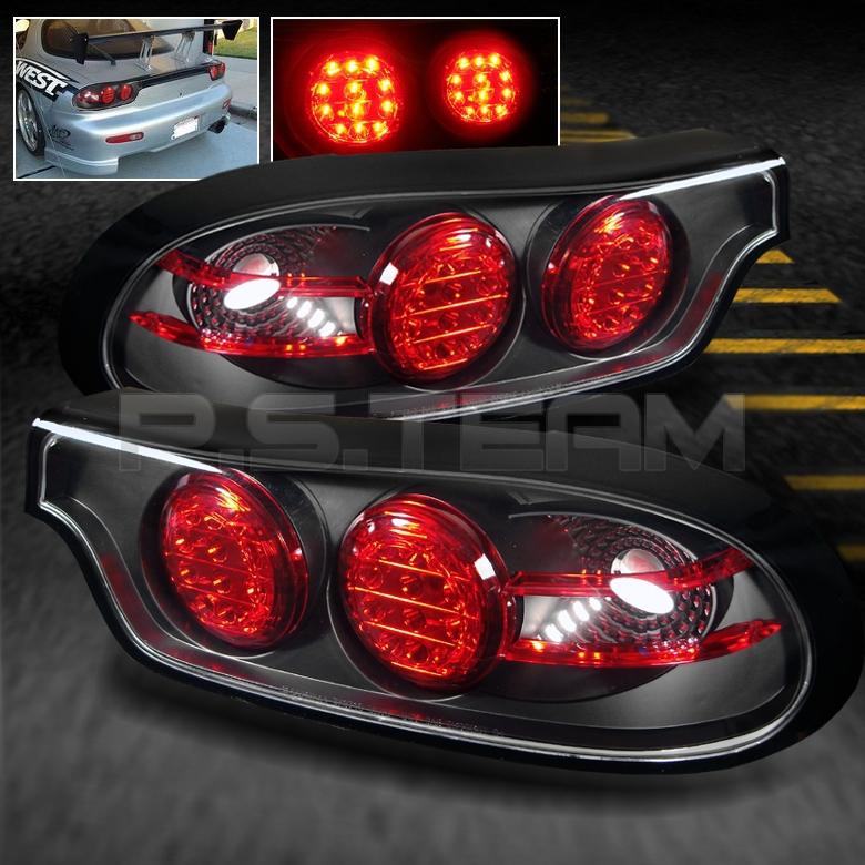 93-01 mazda rx7 fd3s spirit r kouki style jdm black led tail lights left+right