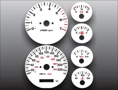 1996-1998 jeep grand cherokee metric instrument cluster white face gauges