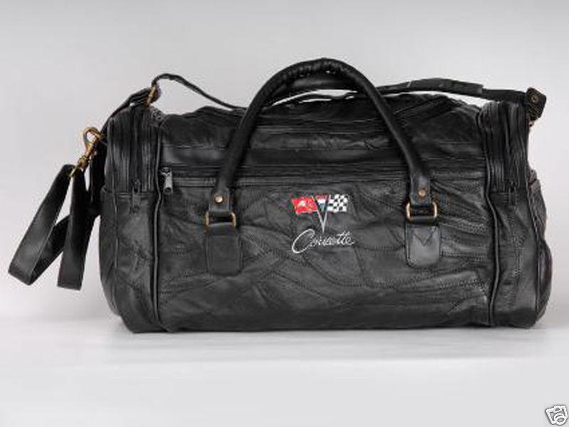 Corvette c2 black lambskin leather road trip bag - new!