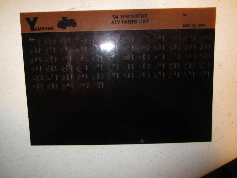 1994 yamaha atv yfb250fwf microfiche parts catalog yfb 250 fwf