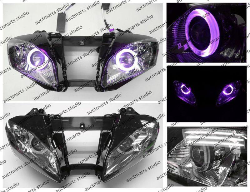 Yamaha yzf r6 2006-2007 halo angel eye projector bi-xenon headlamp purple d