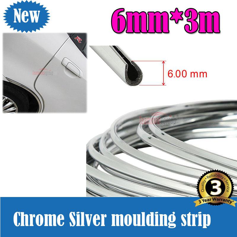 3m x 6mm chrome trim strip bumper air vent grille switch rim moulding "u" style