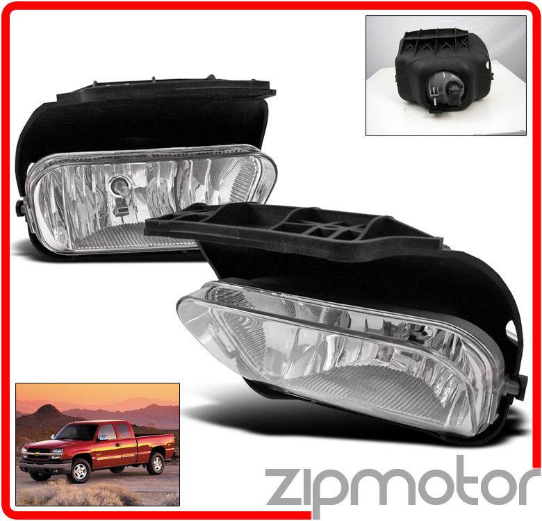 2003-2006 chevy silverado/2002+ avalanche bumper chrome fog light lamp +bulb set