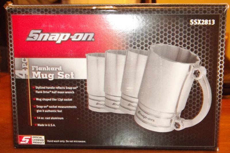 Snap on tools new 4 piece 14 oz flankard mug set wrench socket snap-on ssx2813