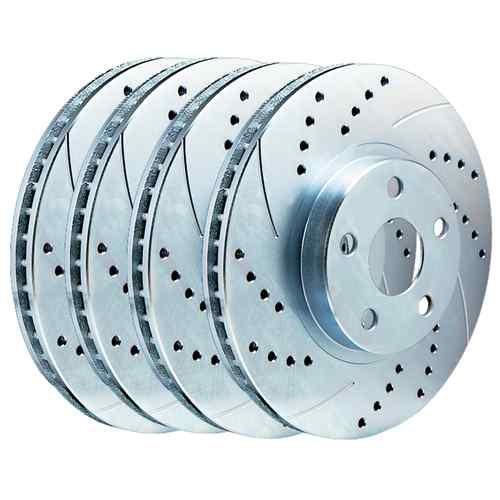 Fits honda accord f/r double drilled & slotted performance brake rotors