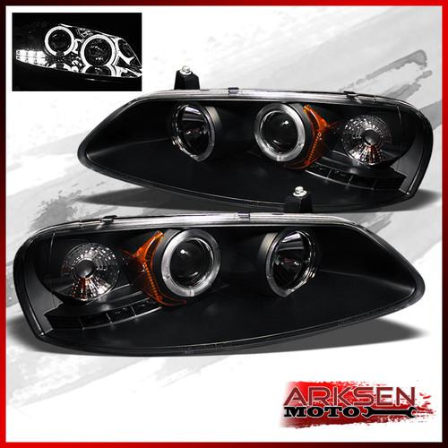 01-03 sebring 01-06 stratus 4 door halo projector led black headlights lamp pair