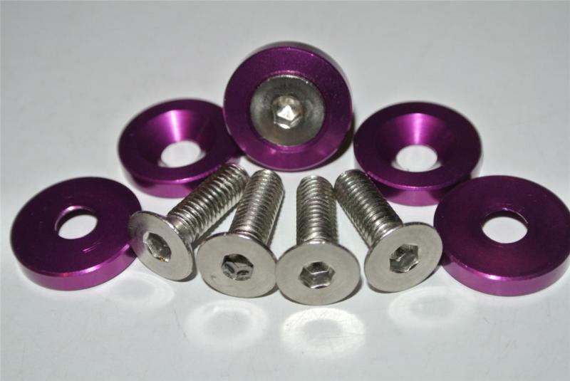 Jdm 20 pack fender bumper head light washer anodized purple m6x20 10mm bolt