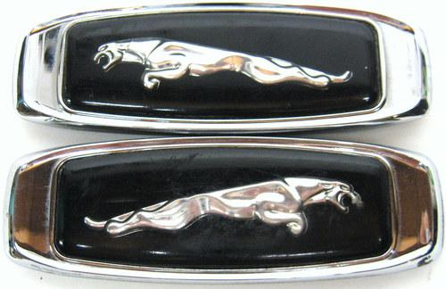 80s jaguar chrome plastic fender emblems