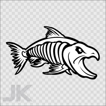 Decals sticker fish fresh water skeleton bone angry attack r 0500 x6277