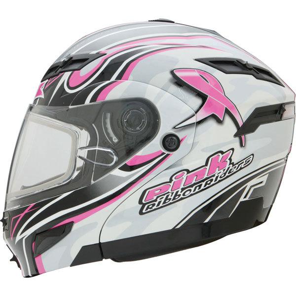 White/pink ribbon xl gmax gm54s pink ribbon modular full face helmet