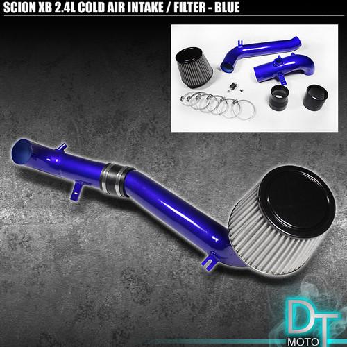 Stainless washable cone filter + cold air intake 08-12 scion xb blue aluminum