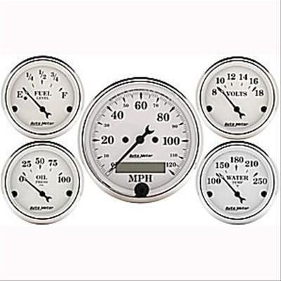 Autometer gauge kit old tyme white speedometer water temp fuel level volt oil