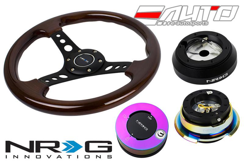 Nrg 330mm brown wood bk o spoke steering wheel 160h hub 2.8 bkmc release lock mc