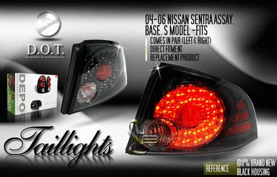 Depo pair euro style black altezza tail lights w/ led 04-05 nissan sentra