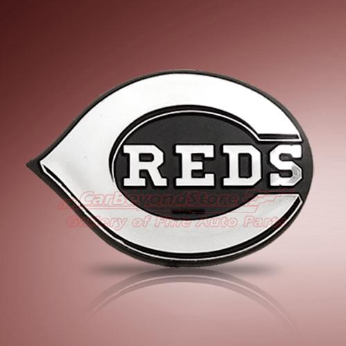 Mlb cincinnati reds 3d chrome car emblem, easy install, licensed + free gift